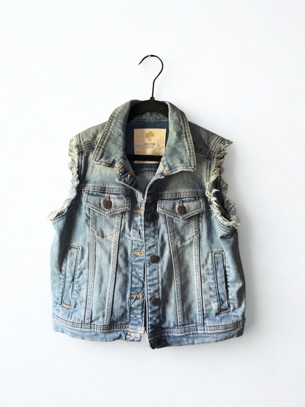 Tucker + Tate Light Blue Distressed Denim Vest